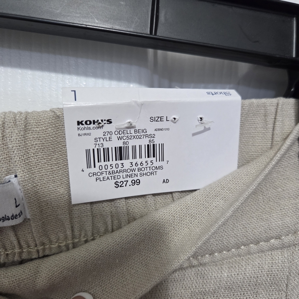 Croft & Barrow Women Pleated Linen Blend Midrise Pull On Shorts Size Large - Picture 4 of 8